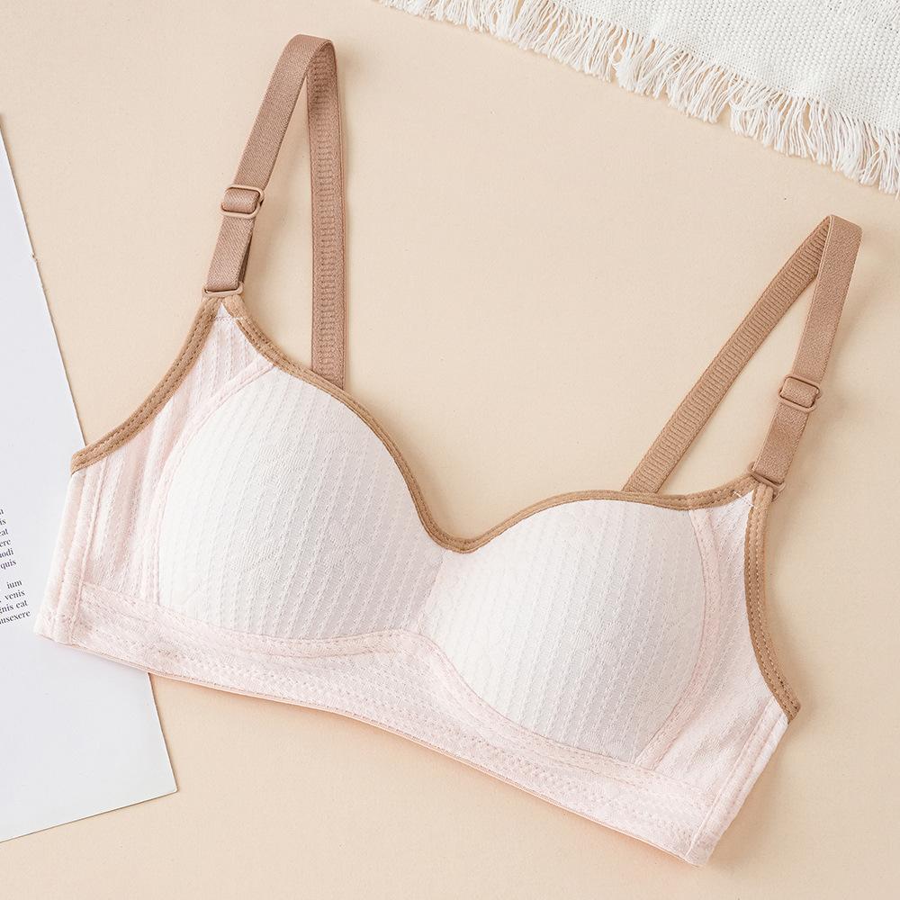 

Новое модное нижнее белье без стального обода в тон, полосатое нижнее белье для девочек, удобный и милый студенческий бюстгальтер с плоской грудью 70 розовый