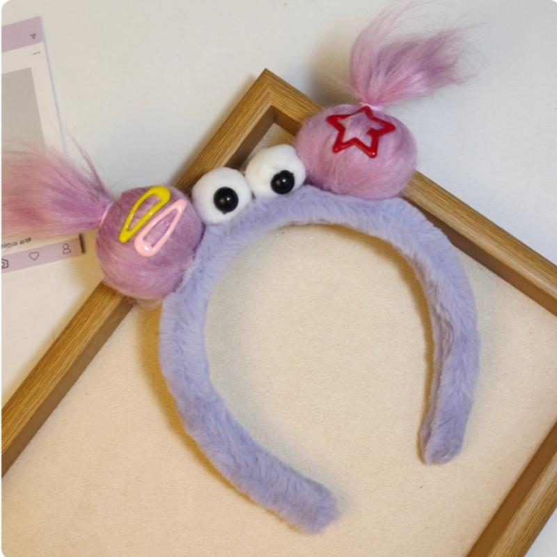 1/2PCS Girls Plush Hairband Clown Doll Design Funny Hair Clip for Christmas Gift Children Cosplay Collection Party Hair Decor