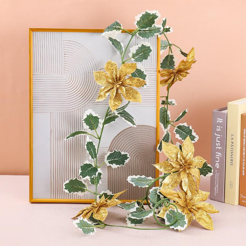 

Декор для рождественской вечеринки Искусственные ветви лозы для праздничных центральных композиций стола золотой