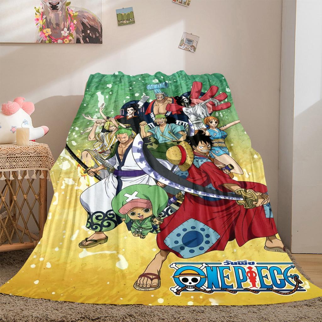 One Piece Anime Puzzle Print Blanket Warm Comfortable Flannel Cover For Bedrooms, Sofas, Beds, Chairs LXR178