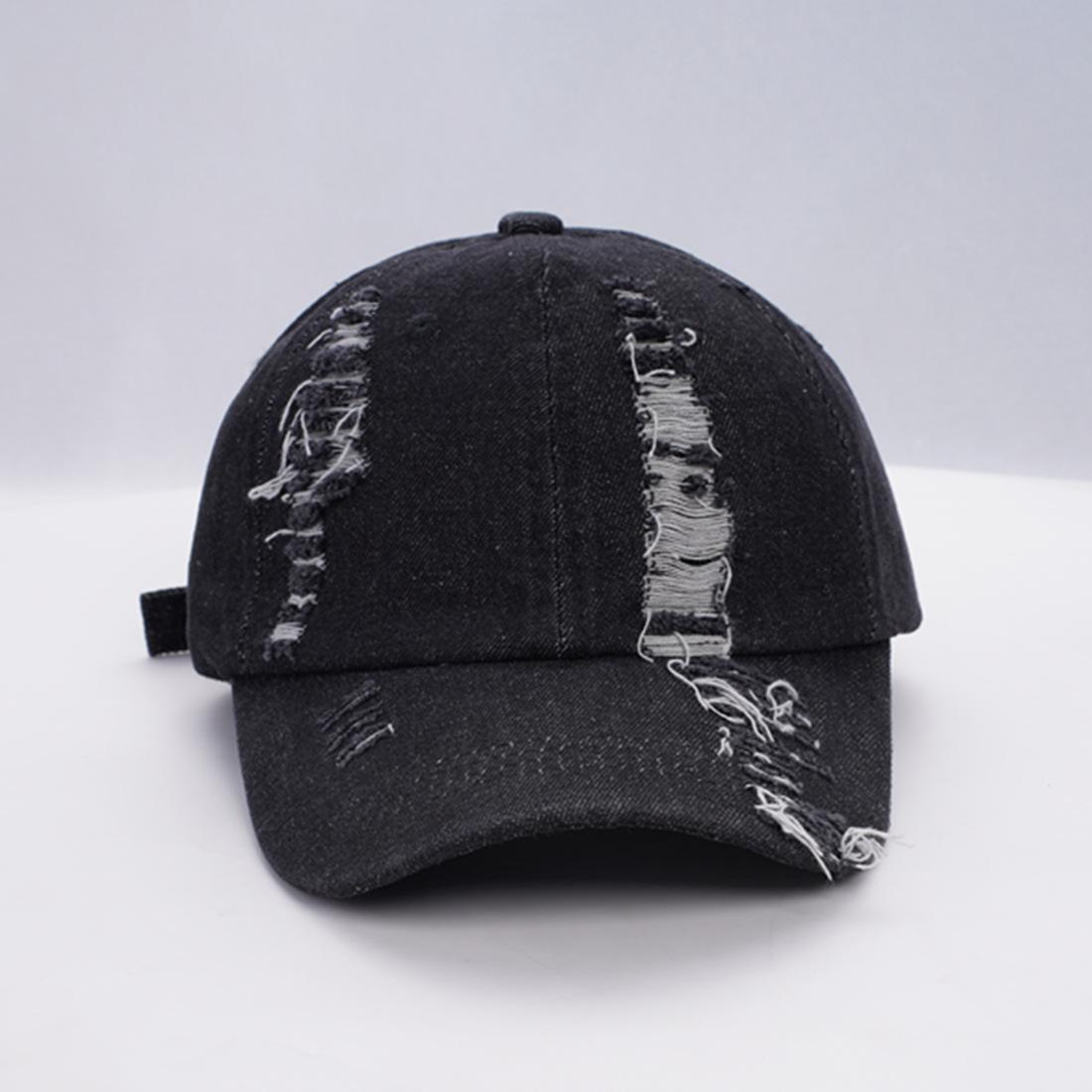 

Ripped cowboy baseball cap big head circumference deep top cap women s autumn sports breathable hat adjustable чёрный