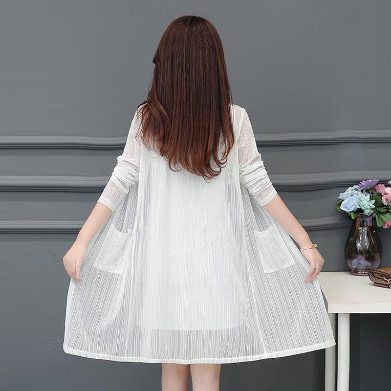 Summer Mesh Sun Protection Clothing for Women Lace Mid-length  Thin Stylish Long Sleeved Shawl