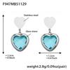 Colorful Heart Glass Stone Tassel Earrings & 18K Gold Plated Stainless Steel Necklace
