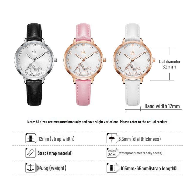 SK Brand Women's Diamond-Studded Carousel Watch - Academic Style, Douyin Live Stream, Model 9027