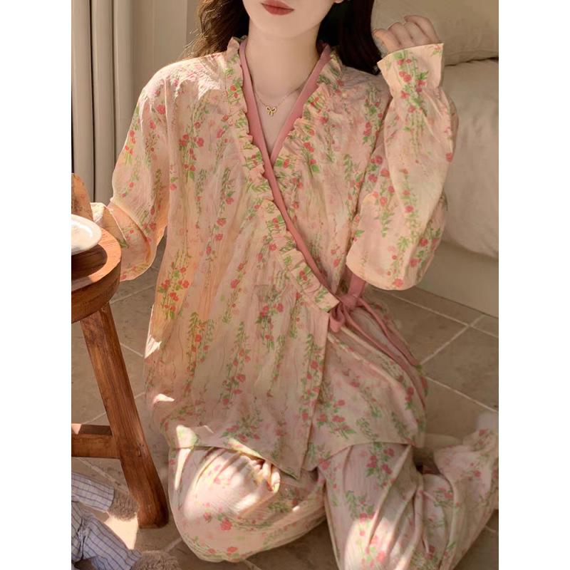 Damen Sweet & Comfortable Baumwoll-Pyjama-Set zum Binden, Frühjahr 2026