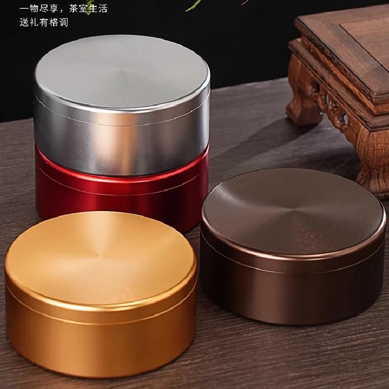 Round Aluminum Alloy Tea Pot Trumpet Portable Travel Tea Box Metal Mini Stainless Steel Sealed Tea Box Home Decoration Gift