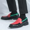 Designer New Men Pointed Mixed Color Patchwork Dress Casual Shoes Male Penny Loafers Wedding Dress Business Homecoming Footwear