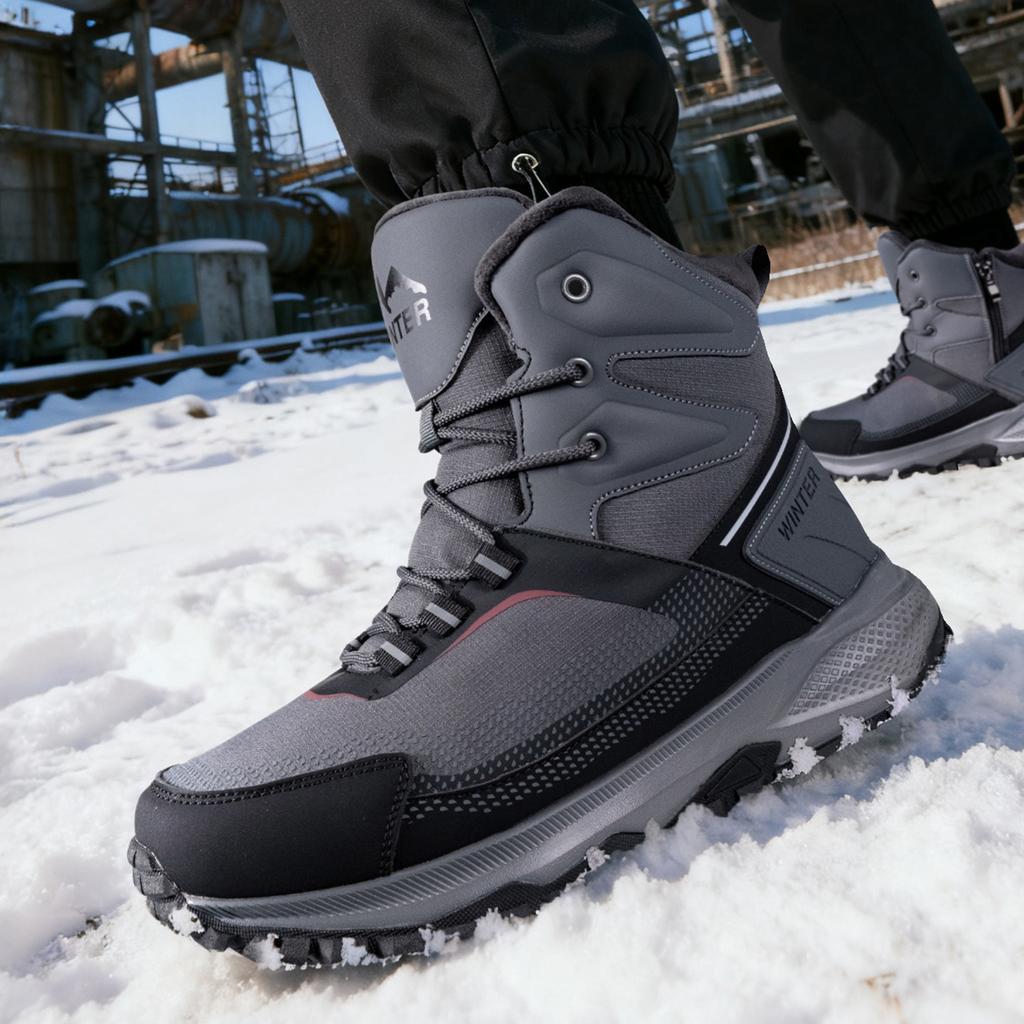 Men'S Winter Boots New Outdoor Snow Boots Men Thickened Warm Shoes Waterproof Non-Slip Hiking Travel Boots Man Big Size 46
