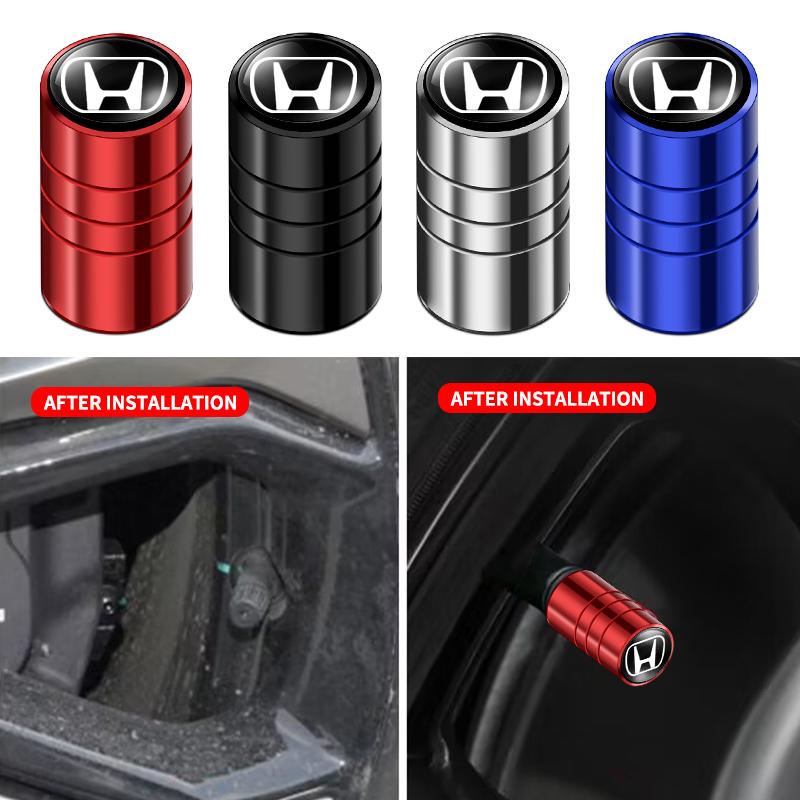 4pcs Car Wheel Hub Valve Stem Cap Decor For Honda Civic Fit Jazz Accord CRV HRV City Odyssey Passport Pilot Vezel Insight cwvc57
