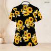 Women Plus Size Keyhole Neck Short Sleeve USA Flag Printed Nurse Scrub Top With Front Pockets