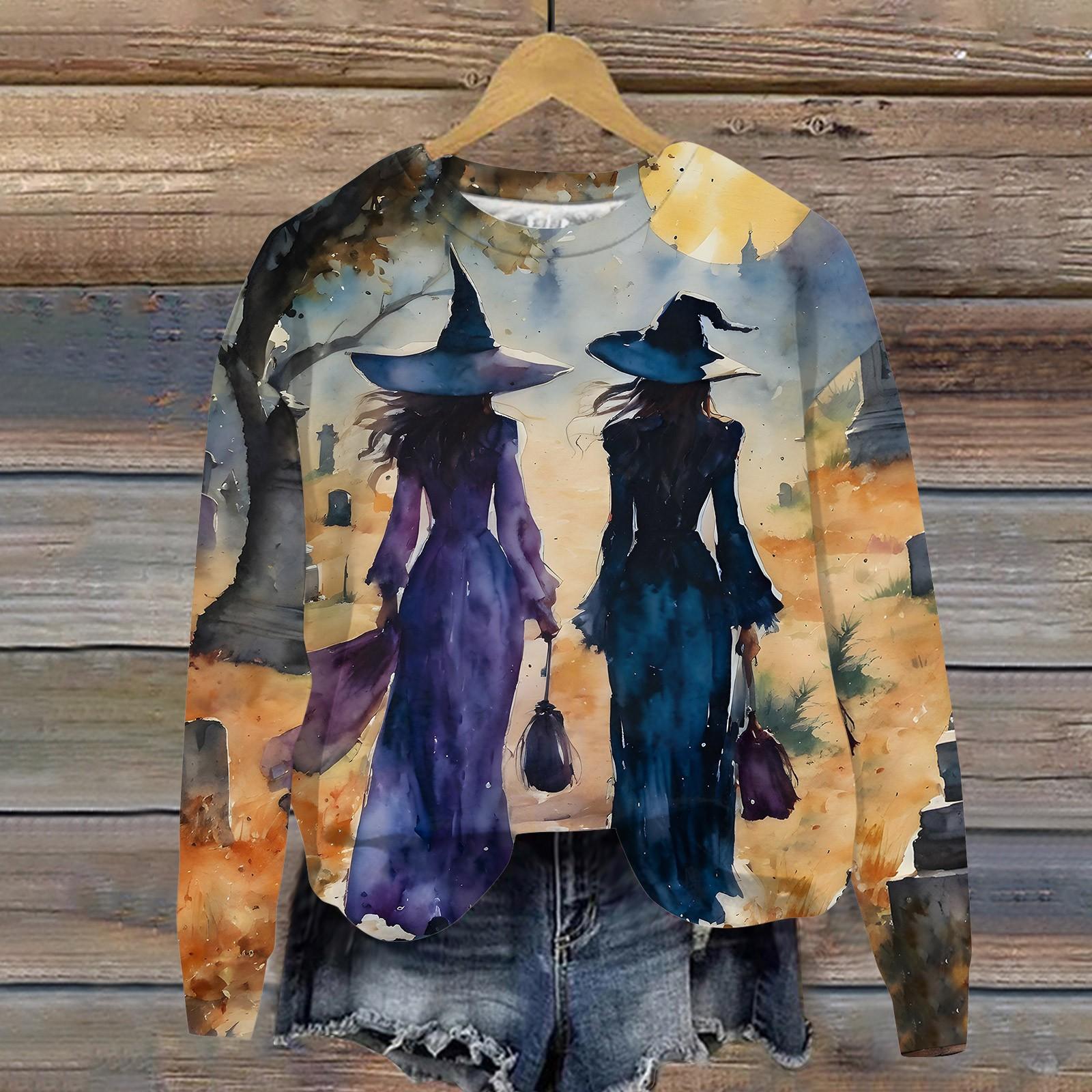 

Женский Хэллоуин с принтом, круглым вырезом и длинными рукавами, свободный крой, повседневный топ с длинными рукавами и длинными рукавами XXXXXL