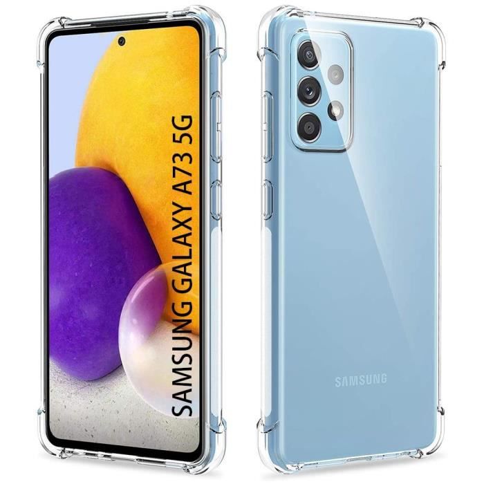 Coque pour Samsung A73 5G (6.5") - PROSHOP - Protection coins renforcée Haute Résistance Silicone - Transparent