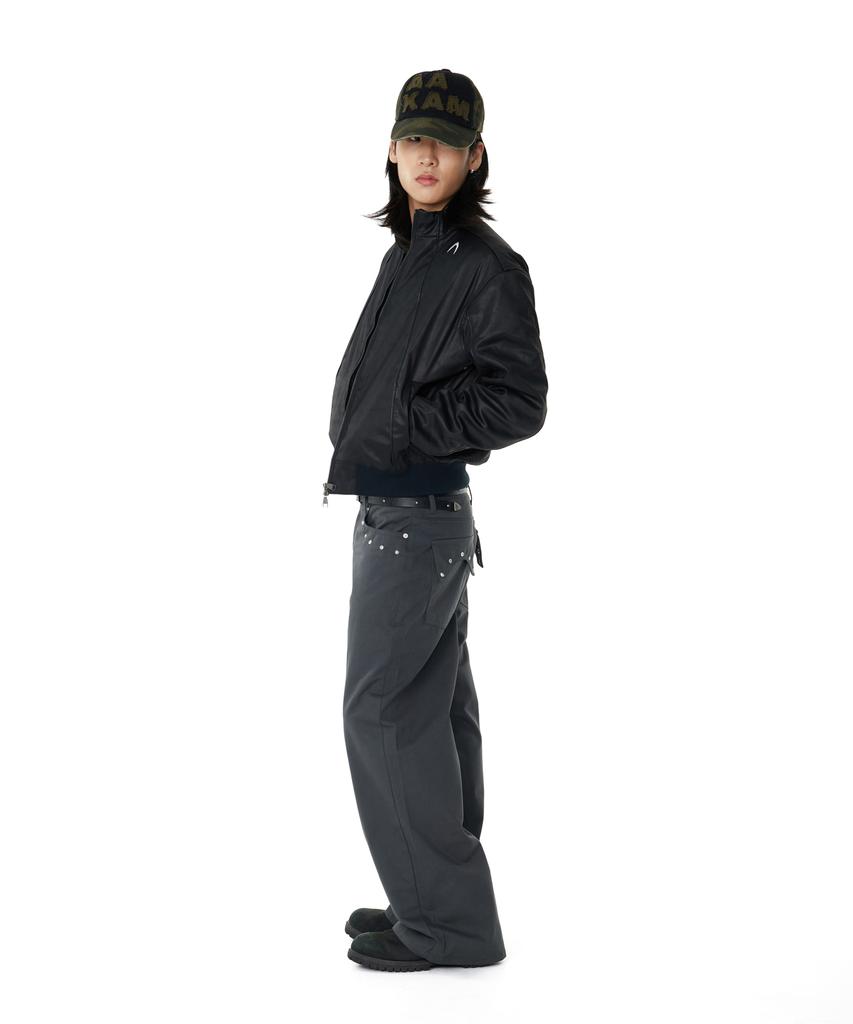 Aakam Piping Leather Blouson (Black)