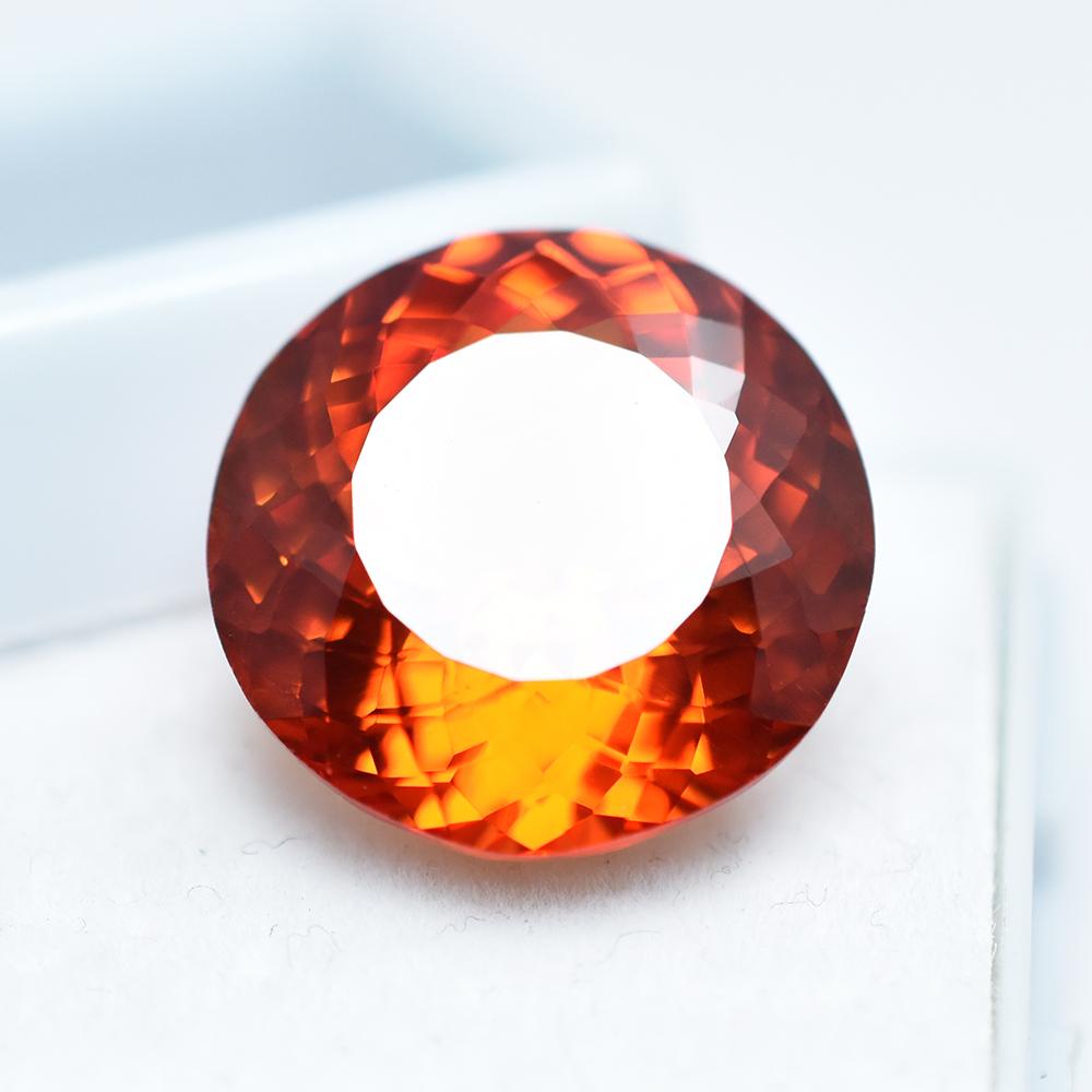 Natural Orange Sapphire Loose Gemstone 16.80 Ct Round Cut Gift for Her September Birthday Birthstone