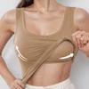 Women's Camisole Wide Shoulder Vest with Chest Pad Fitness Tanks Top