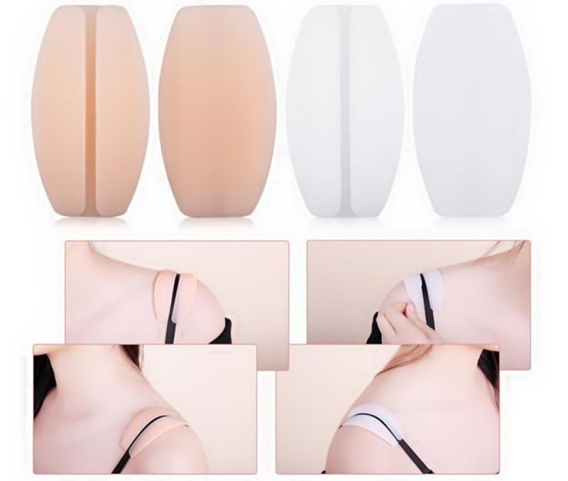 2 Pcs Pair New Silicone Supple Texture Non-slip Shoulder Pads Bra Strap Cushions Holder Pain Relief EMA