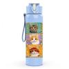1PC Patchwork Tile With Multiple Cat Faces Print 750ml Color Plastic Sports Water Bottle Leakproof Flip Straw Lid Suitable for Sports Office Home Use