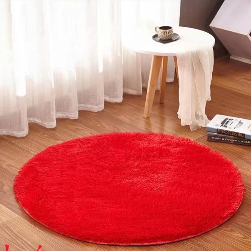 Einfache kreisförmige Matte Wohnzimmer Schlafzimmer Badezimmertür Rutschfeste dicke Kaschmirimitat Teppich Fußmatte