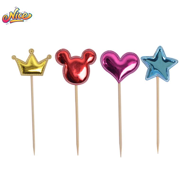 5Pcs/Lot Cake Topper Creative For Baby Shower Birthday Party Wedding Celebration Cake Decoration Star Heart Cupcake Insert