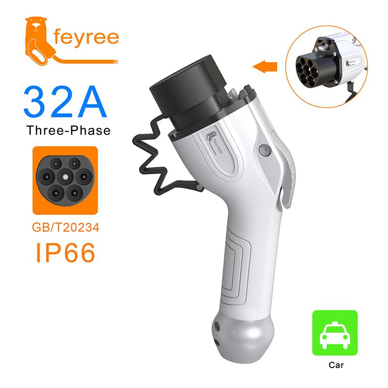 Feyree EV Car Charger Plug Female Car Side GB/T Adapter 16A 32A 1 Phase 3 Phase for Electric Vehicle Charging Station EVSE