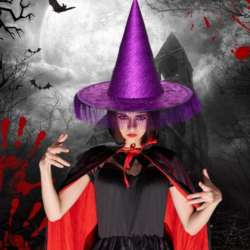 Stylish Oxford Fabric Witch Hat For Halloween Costume Parties Adult Teen Adjustable Design Cosplay Accessories