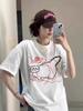 2025 Summer Women's Retro Oversized Cotton T-Shirt with Straight Shoulder