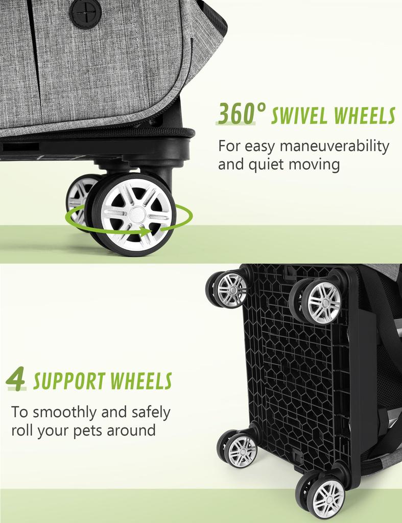 Pecute Pet Carrier Backpack Pet Carrier with Casters for Cat Carrier 3 Small Pet Carrier Removable For Going To the Disaster Evacuation Carrier Cats,