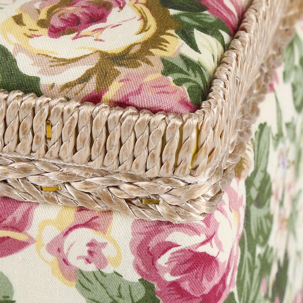 Fabric Floral Printed Sewing Basket Craft Box Household Sundry Storage Organizer with Handle