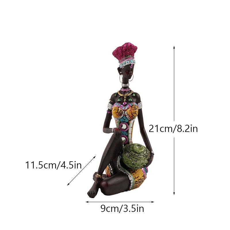 

NORTHEUINS Resin African Black Women s Ornaments Exotic Holding Pottery Jars Home Living Room Desktop Decor Statues Art Figures