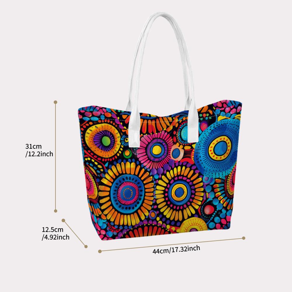 Colorful Sunflower Print Tote Bag Fashion Casual Shoulder Bag for Outdoor Shopping Daily Use