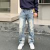 Jeans da Uomo Vintage Lavati, Usurati, Taglio Dritto a Gamba Larga – Pantaloni da Uomo alla Moda, Robusti e Cool, Vestibilità Larga