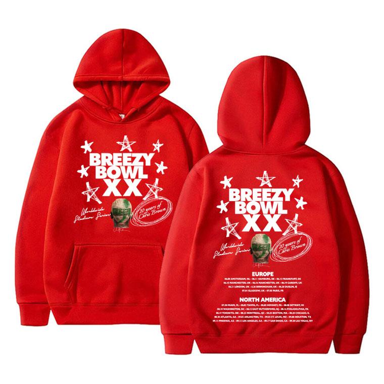 Famous Chris Brown Breezy Bowl XX Tour 2025 Hoodie Men Women Hip Hop Pop Music Sweatshirt Male Fashion Vintage Hoodies Pullovers