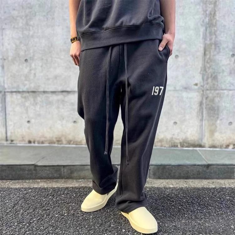 ESSENTIALS 1977 FOG Pantaloni Sportivi Casual Larghi alla Moda High Street con Velluto