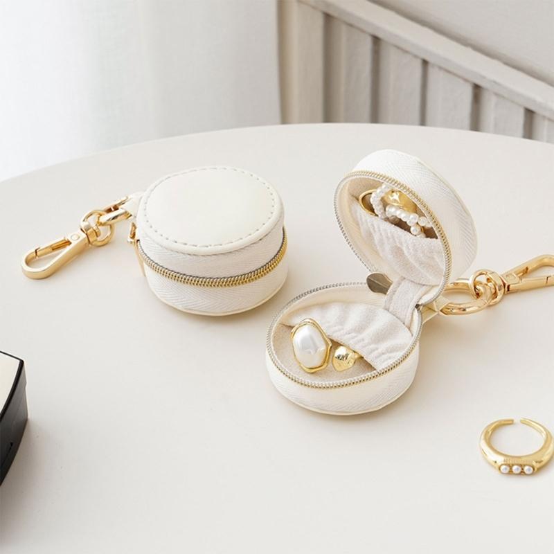 Portable Leather Holder Jewelry Pouch Elegant Jewelry Packaging Box Durable Display Holder for Rings Earrings Bracelet