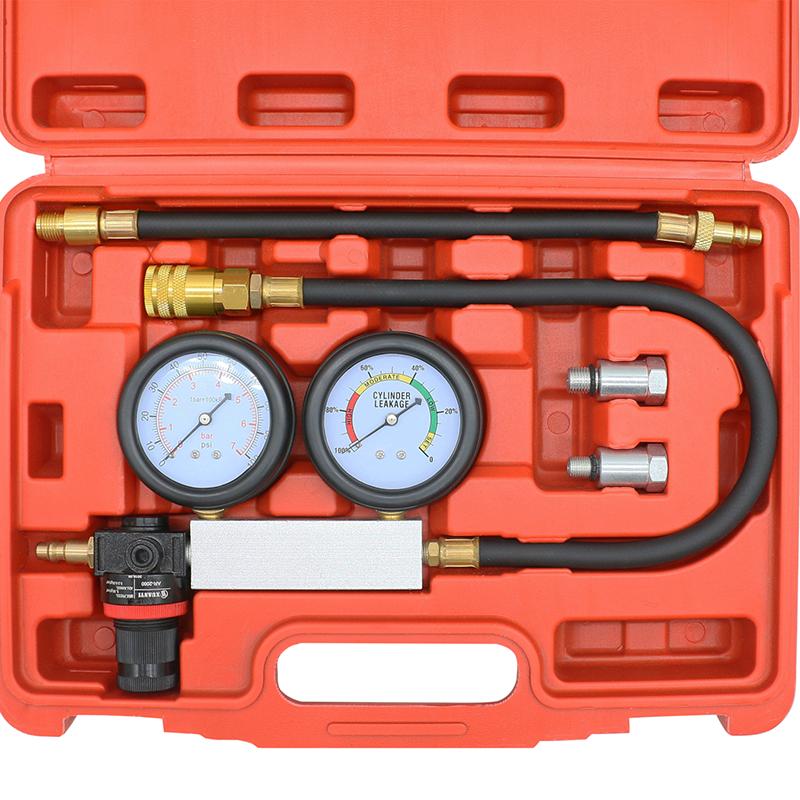 TU-21 Cylinder Leak Tester Compression Leakage Detector Set Double Gauge Petrol Engine Leakdown Detection Test Automotive Tools With Box