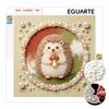 DIY 5D Pearl Bead Painting Kit with Frame Cute Hedgehog Mushroom Design Shiny Canvas Art for Bedroom Wall Decor and Special Artistic Gift