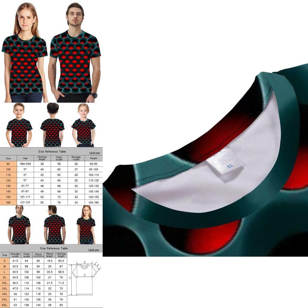 Hypnosis Honeycomb 3d T-shirt Men Women Kids Vibrant Colorful Print Short Sleeve Tee