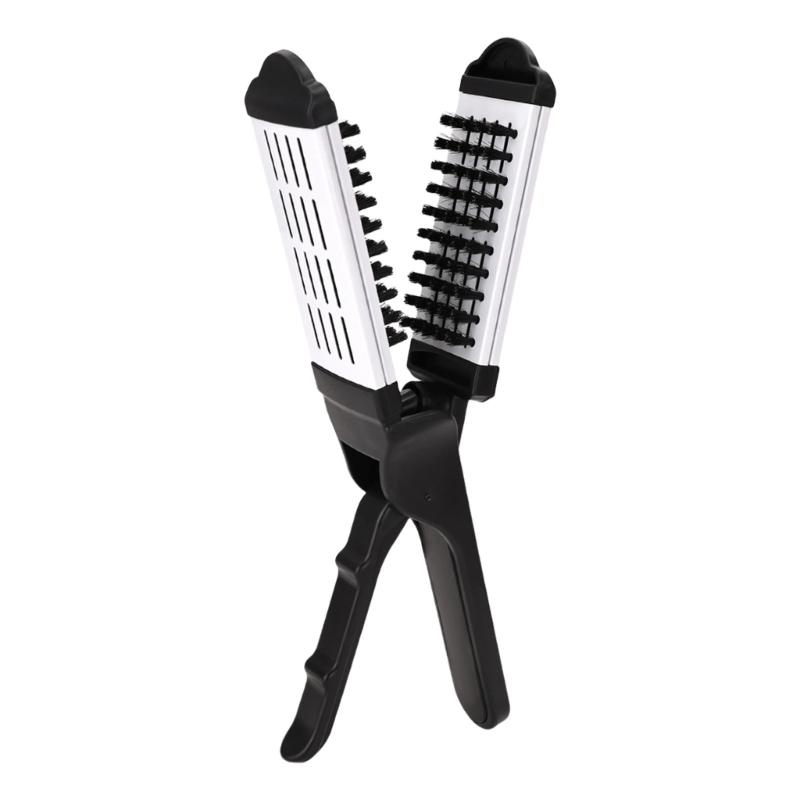 

Double Sided Straightening Brush Clamp Hair Brush V-Shape Hair Styling Comb Hairdressing Tool for Home Barber Shop