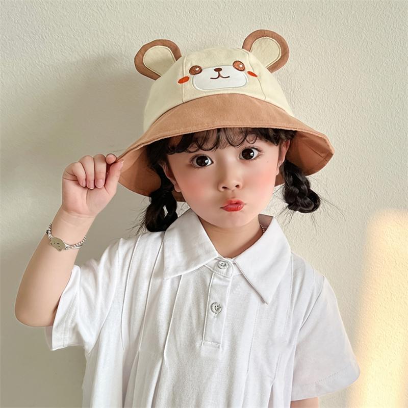 Kids Sun Hat Wide Brimmed Bucket Hat Cartoon Outdoor Children's Hat