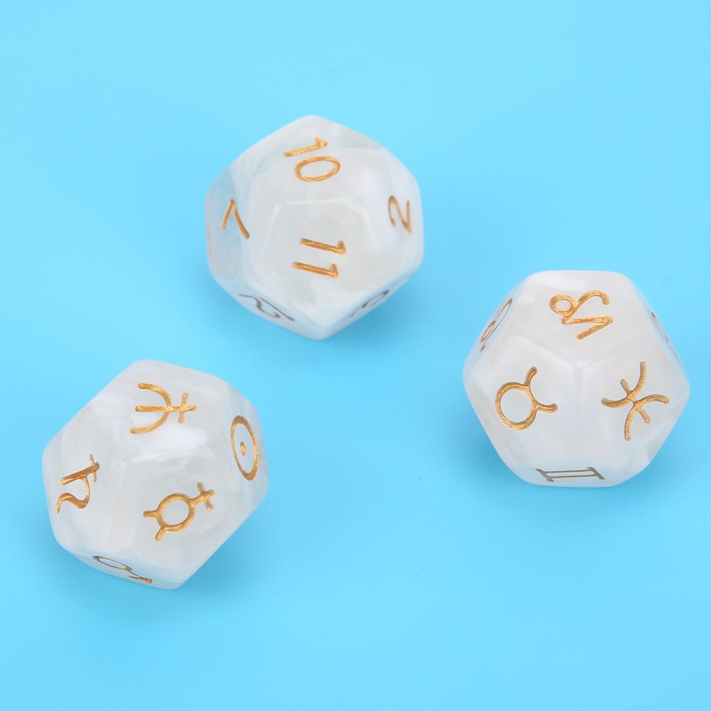 3 Peças Dados de Adivinhação de Resina Entretenimento para Reunião de Festa Dados de Astrologia Tarot de 12 Lados