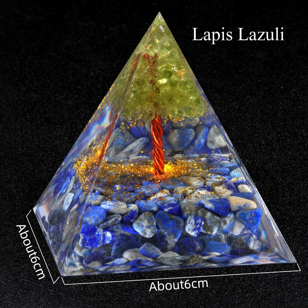 1Pc Natural Stone Chip Pyramid Ornament Decorative, Reiki Healing Crystal Furnishings, Tree of Life Pyramid  Class Desktop Home Decor Jewelry Gift