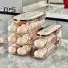 Automatic Rolling Egg Container Fridge Storage Box Food Grade BPA Free Transparent Stackable Fridge Organizer with Lid