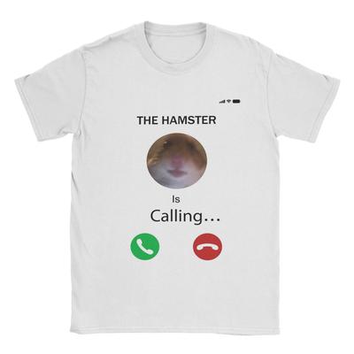 Dank Meme Hamster Calling T Shirts Men's Pure Cotton Vintage T-Shirt Round Collar Tee Shirt Short Sleeve Clothes Printed