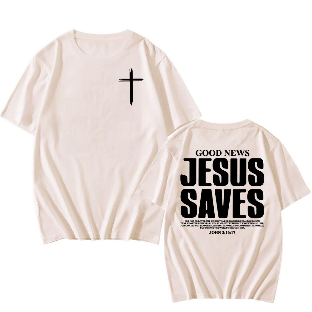 Gesù salva Giovanni 3:16:17 Magliette Cristiane con Versetti Biblici per Uomo Donna Cotone Manica Corta Morbida Maglietta Girocollo Unisex