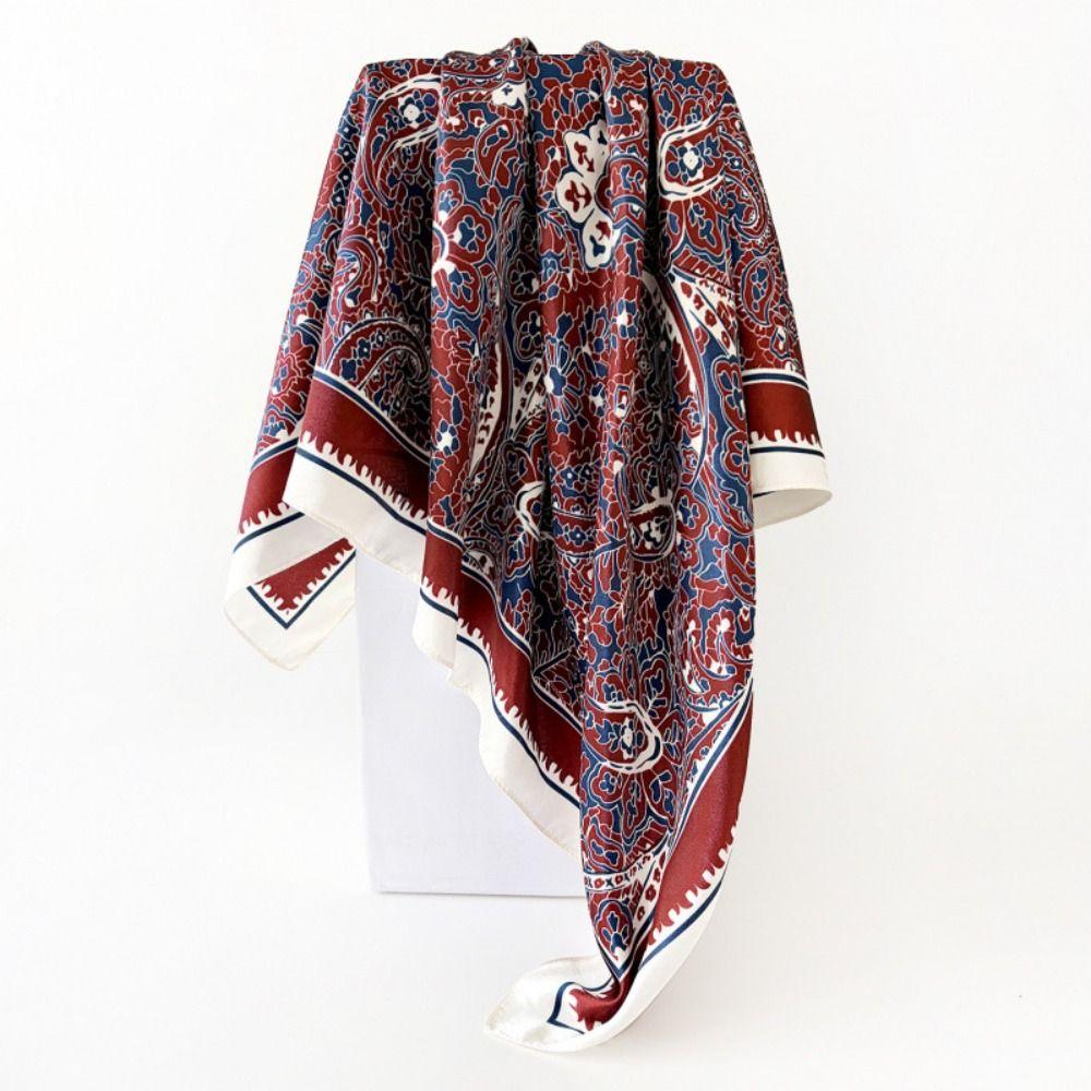 Cashew Flower Pattern Women's Headscarf Silky Smooth Middle East Shawl Arabic Square Scarf  Outdoor