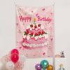 Pink Strawberry Oil Painting Style Tapestry for Bedroom or Dorm