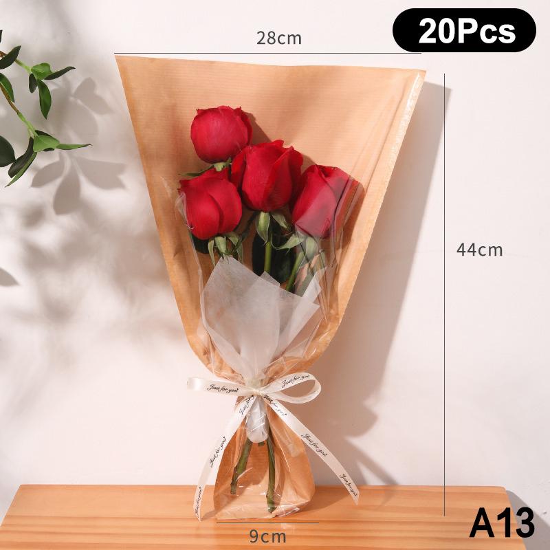 20/30/50Pcs Colorful Flower Wrappers Transparent Bag For Bouquet Flower Wrapper Waterproof Diy Gift Flower Decoration