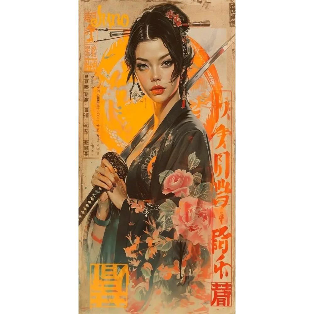 Vintage Japanese Art Geisha Samurai Poster Prints For Living Room Home Decor Sexy Woman And Warrior Canvas Painting Wall Art