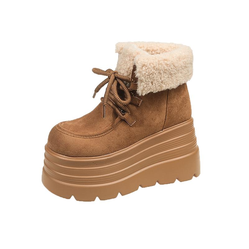 

Модные Новые Зимние Массивные Повседневные Снежные Ботинки Женские 10 СМ Высокая Платформа Клиновидный Каблук Теплые Меховые Кроссовки Модные Женские Кожаные Ботинки с Пряжкой 34 жёлтый