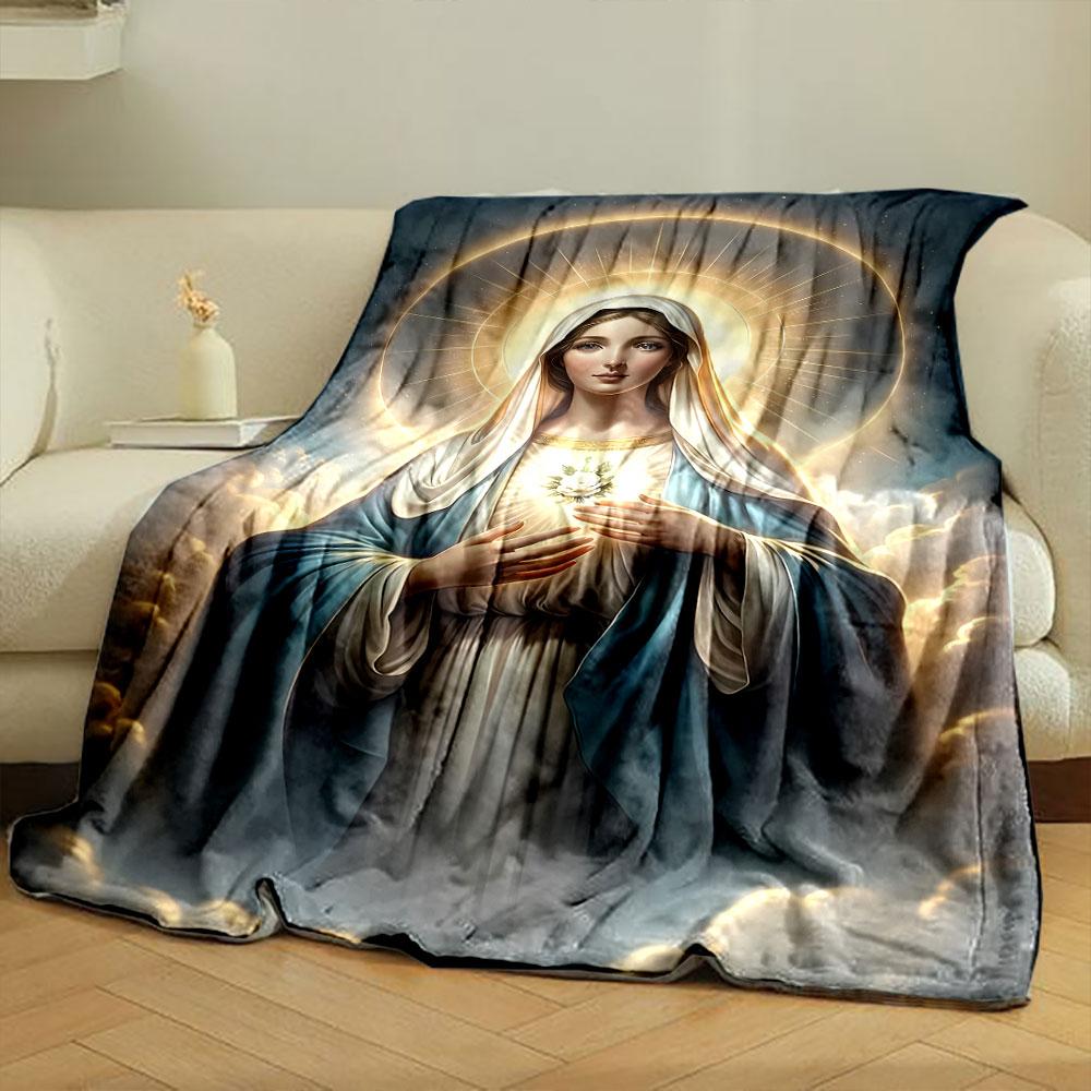 Sacred Heart Halo Clouds Printed Blanket for Living Room Bed Couch lunch break Soft Cozy Blanket for Friend's festival Gift
